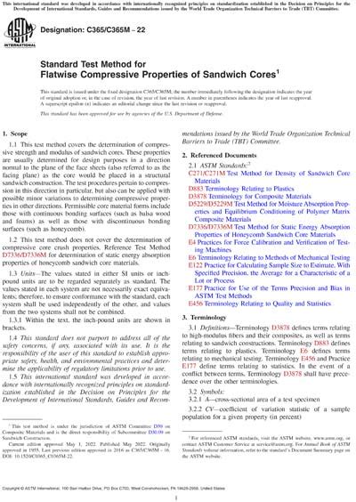 Standard Test Method for Flatwise Compressive Properties of 